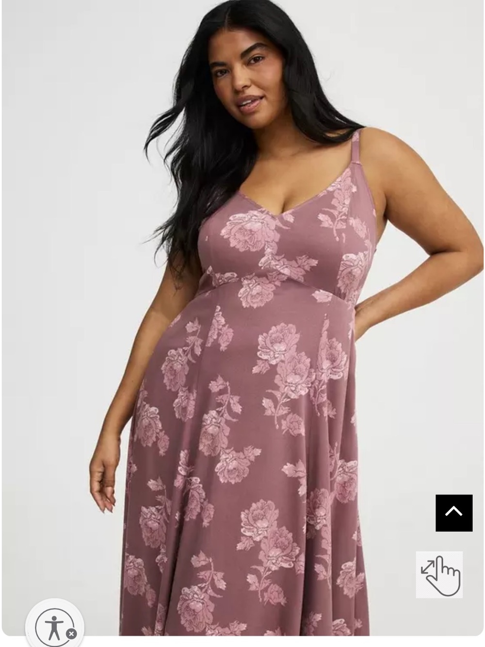 Torrid 0X Floral Midi Dress in Mauve Pink - Picture 2 of 9